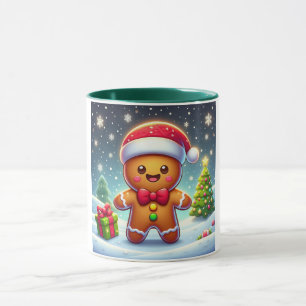 Cute Whimsical Christmas/winter gingerbread man Mug