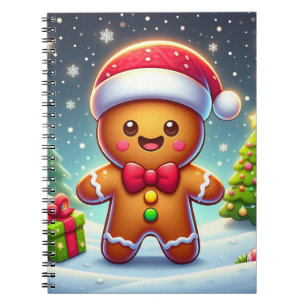 Cute Whimsical Christmas/winter gingerbread man Notebook