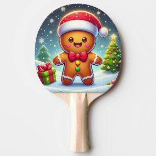 Cute Whimsical Christmas/winter gingerbread man Ping Pong Paddle