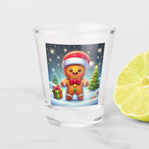 Cute Whimsical Christmas/winter gingerbread man Shot Glass