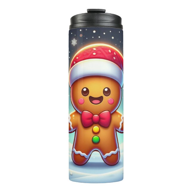 Cute Whimsical Christmas/winter gingerbread man Thermal Tumbler (Front)