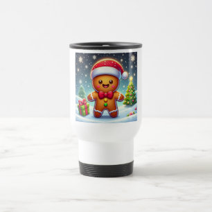 Cute Whimsical Christmas/winter gingerbread man Travel Mug