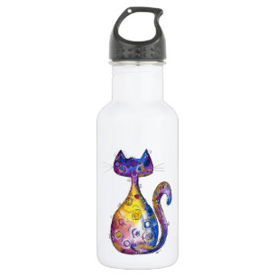 Cute Whimsical Colorful Cat 532 Ml Water Bottle