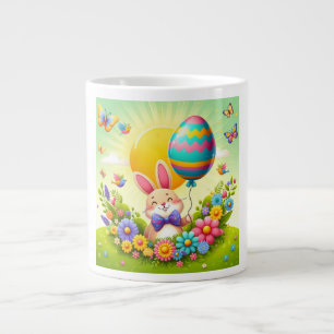 Cute, whimsical & colorful Easter bunny Large Coffee Mug