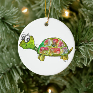 Cute Whimsical Colorful Turtle Ceramic Tree Decoration