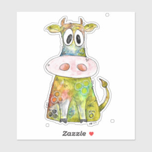 Cute Whimsical Colourful Cow