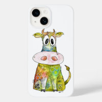 Cute Whimsical Colourful Cow