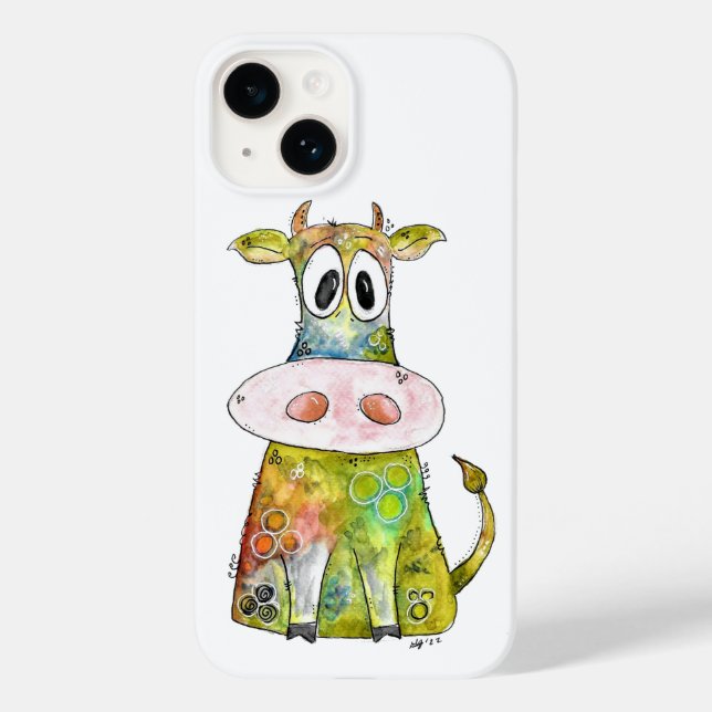 Cute Whimsical Colourful Cow Case-Mate iPhone Case (Back)