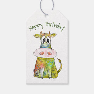 Cute Whimsical Colourful Cow Gift Tags