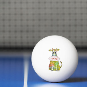 Cute Whimsical Colourful Cow Ping Pong Ball