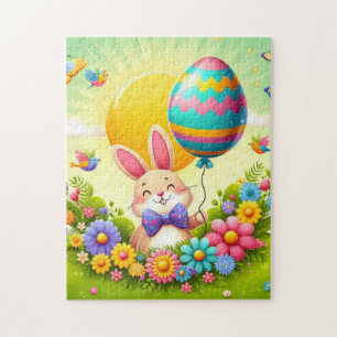 Cute, whimsical & colourful Easter bunny Jigsaw Puzzle