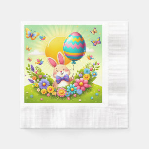 Cute, whimsical & colourful Easter bunny Napkin