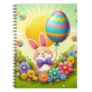 Cute, whimsical & colourful Easter bunny Notebook