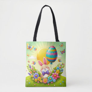 Cute, whimsical & colourful Easter bunny Tote Bag