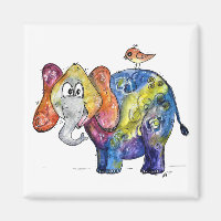 Cute Whimsical Colourful Elephant