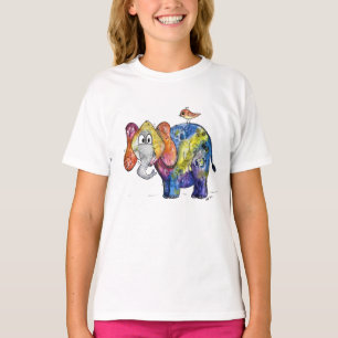 Cute Whimsical Colourful Elephant T-Shirt