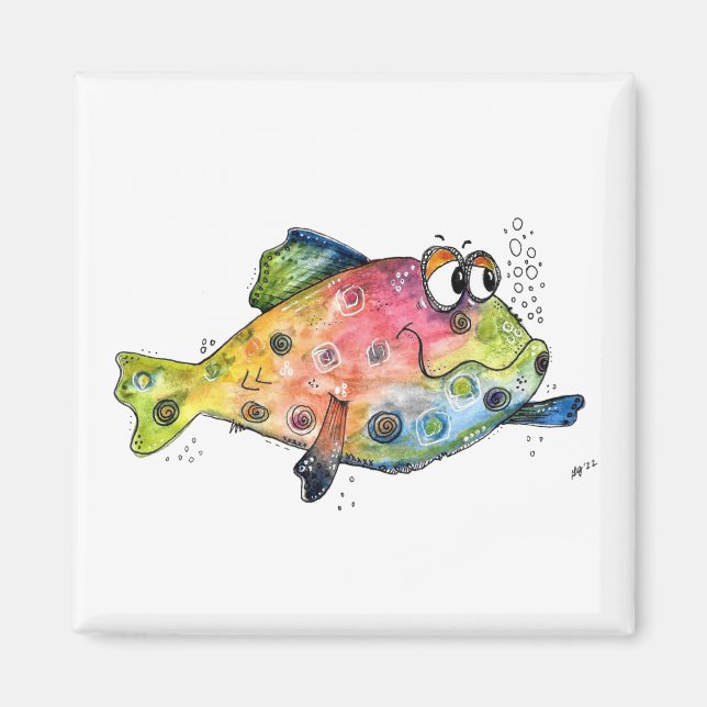 Cute Whimsical Colourful Fish Magnet (Front)