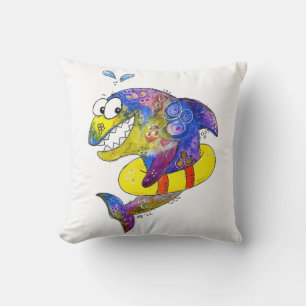 Cute Whimsical Colourful Shark in Float Cushion