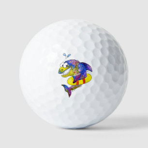 Cute Whimsical Colourful Shark in Float Golf Balls