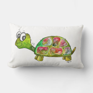Cute Whimsical Colourful Turtle Lumbar Cushion