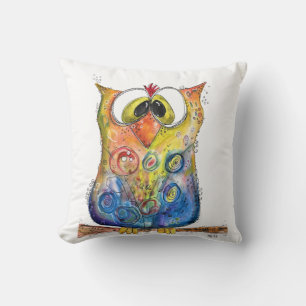 Cute Whimsical Confused Owl Cushion