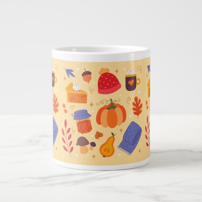 Cute Whimsical Cosy Fall Jumbo Coffee Mug (Front)