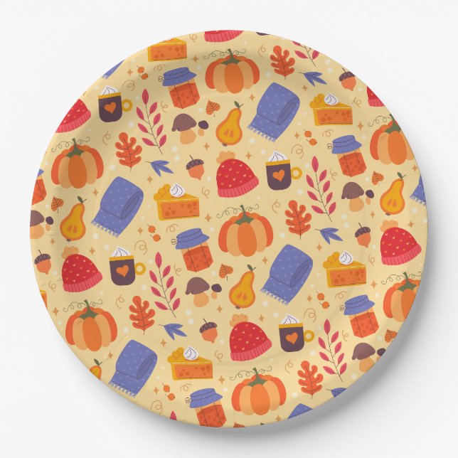 Cute Whimsical Cosy Fall Season  Paper Plate (Front)