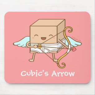 Cute Whimsical Cubic Cupid Arrow Funny Pun Mouse Pad