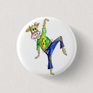 Cute Whimsical Dancing Cow 3 Cm Round Badge