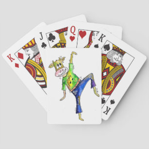 Cute Whimsical Dancing Cow Playing Cards