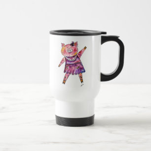 Cute Whimsical Dancing Pig Travel Mug