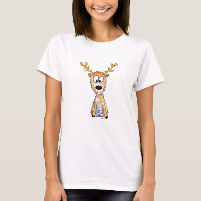 Cute Whimsical Deer T-Shirt (Front)