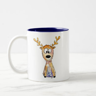 Cute Whimsical Deer Two-Tone Coffee Mug