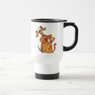 Cute Whimsical Dog and Cat Travel Mug