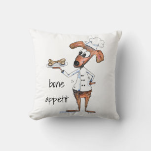Cute Whimsical Dog Chef Cushion