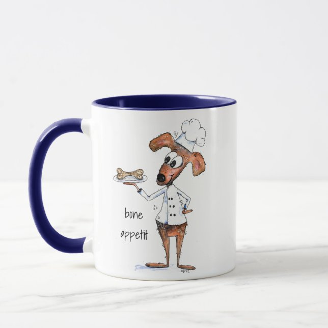 Cute Whimsical Dog Chef Mug (Left)