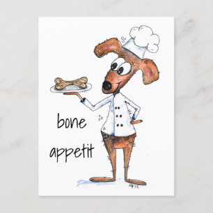 Cute Whimsical Dog Chef Postcard