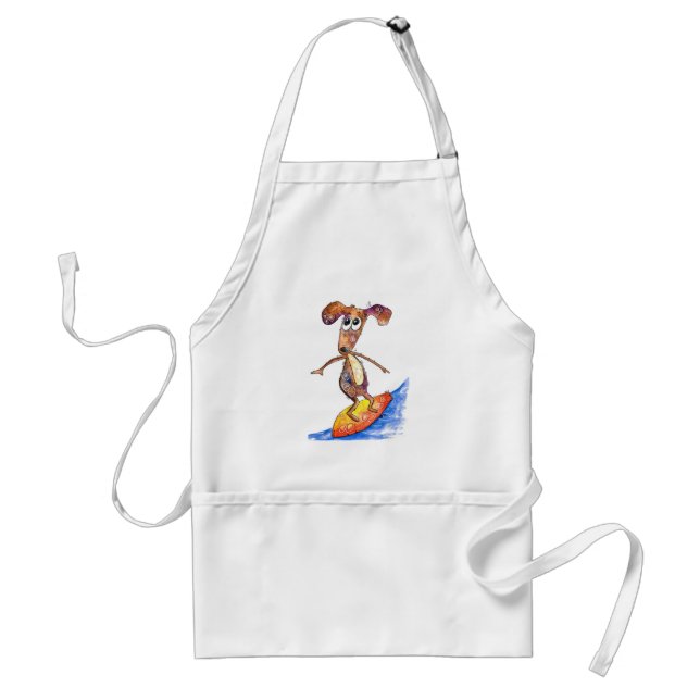 Cute Whimsical Dog on Surfboard Standard Apron (Front)