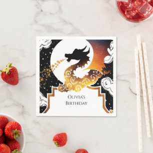 Cute Whimsical Dragon Birthday Napkin