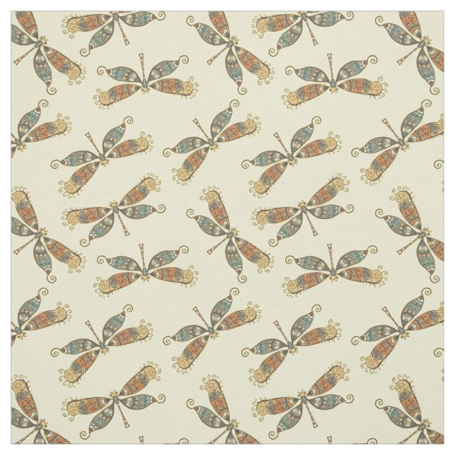 Cute Whimsical Dragonfly Printed Fabric (Swatch)