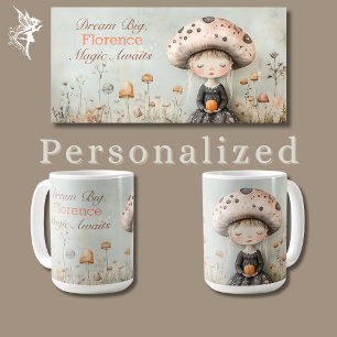 Cute Whimsical Dreamy Mushroom Fairy Personalised  Coffee Mug