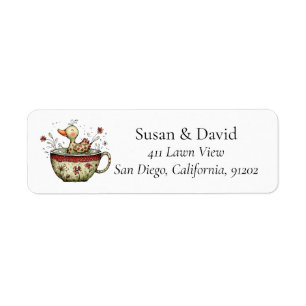 Cute Whimsical Duckling Teacup Wildflower Spring