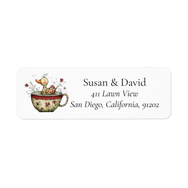 Cute Whimsical Duckling Teacup Wildflower Spring (Front)
