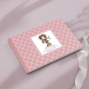 Cute whimsical dusty pink girl birthday sign in guest book