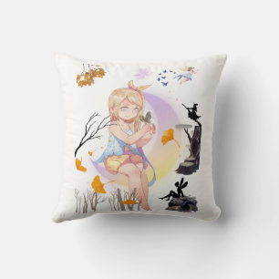 Cute Whimsical Fairy Girl Magical Nature Decorativ Cushion
