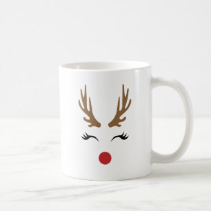 Cute Whimsical Festive Christmas Reindeer Coffee Mug