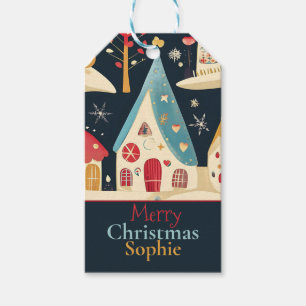 Cute Whimsical Festive Christmas Village Custom Gift Tags