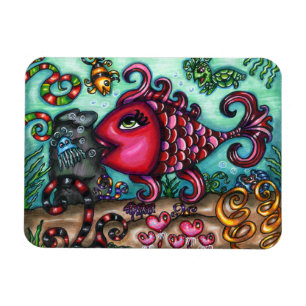 Cute Whimsical Fish Sealife Original Art Magnet