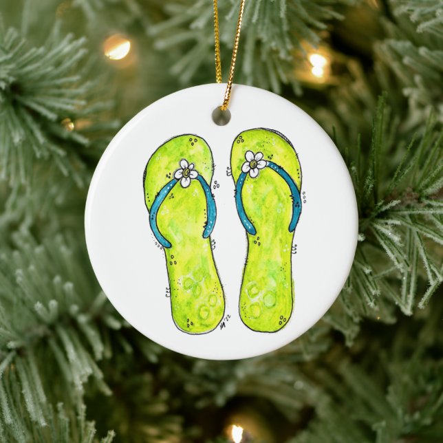Cute Whimsical Flip Flops Ceramic Tree Decoration (Tree)