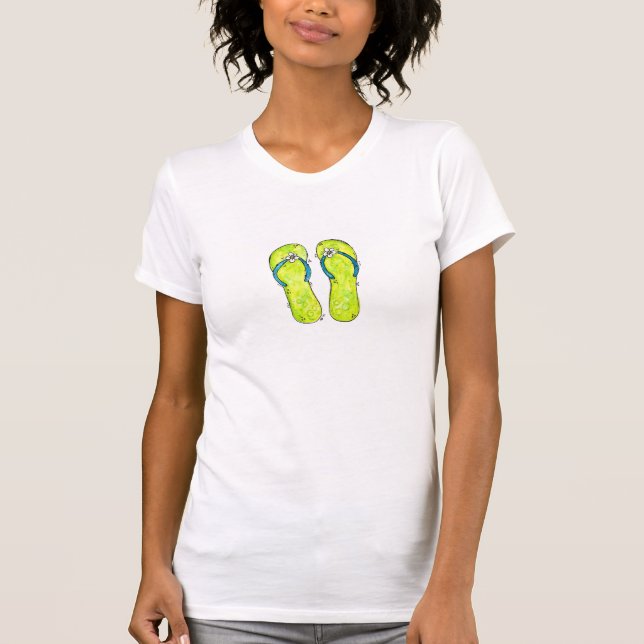 Cute Whimsical Flip Flops T-Shirt (Front)